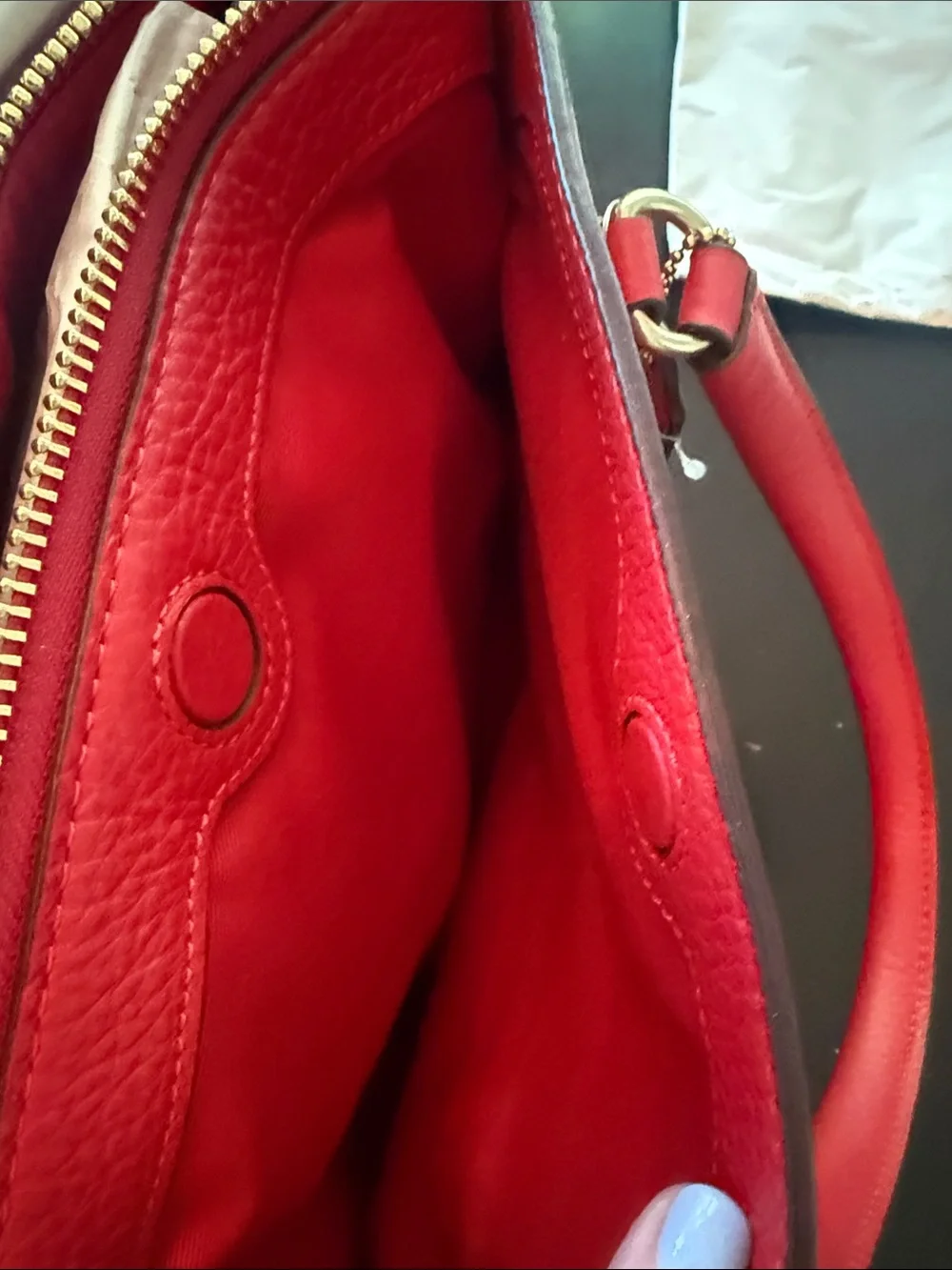 NWT Coach Pebbled Leather Mini Satchel in Bright Red with Gold Hardware